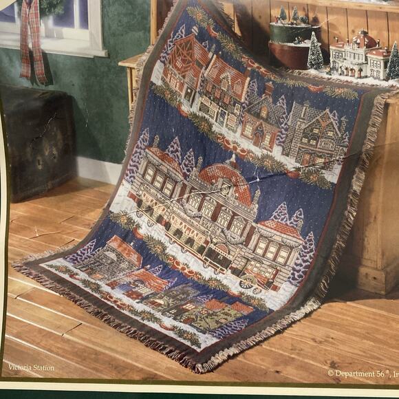 NEW Dept 56 Dickens Christmas Village Woven Throw Blanket 50x68 3rd in Series - Picture 1 of 11
